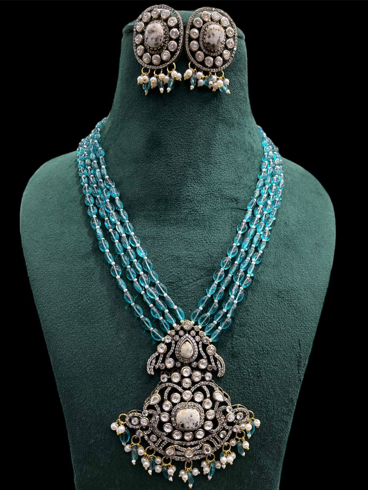 Victorian Finishing Haram Set With Beads and Foil Stone