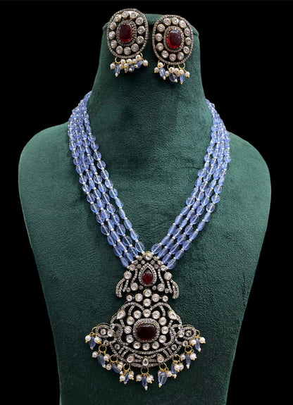 Victorian Finishing Haram Set With Beads and Foil Stone