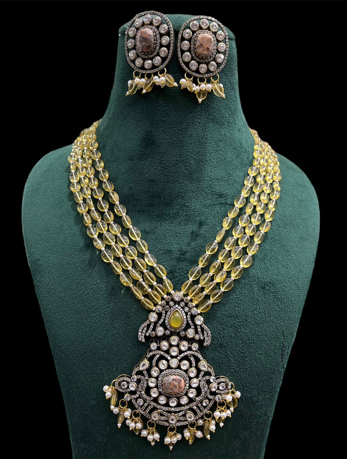 Victorian Finishing Haram Set With Beads and Foil Stone