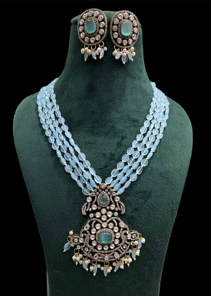 Victorian Finishing Haram Set With Beads and Foil Stone