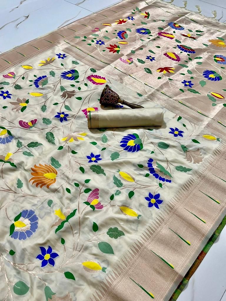 Soft Kanjivaram Paithani Silk Saree With Mina Zari Work