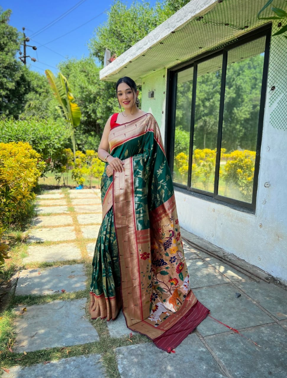 Soft Paithani Silk Saree With Beautiful 3d Traditional Design Pattern