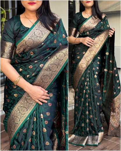 Soft Satin Silk Saree With Rich Pallu Zari Weaving