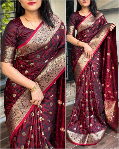 Soft Satin Silk Saree With Rich Pallu Zari Weaving