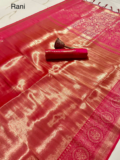 Soft Kanjivaram Silk Saree With Heavy Zari Weaving