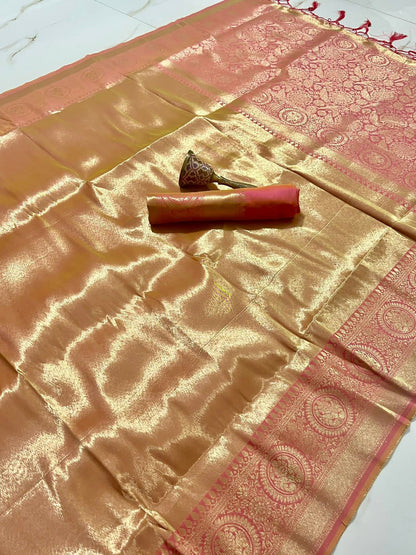 Soft Kanjivaram Silk Saree With Heavy Zari Weaving