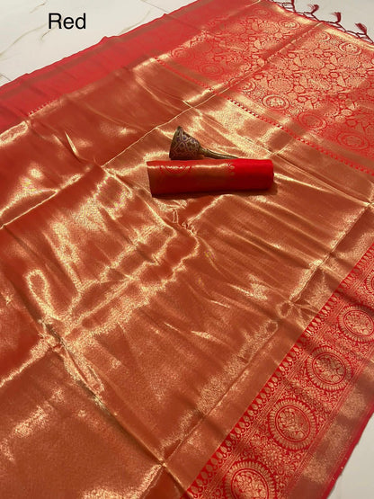 Soft Kanjivaram Silk Saree With Heavy Zari Weaving