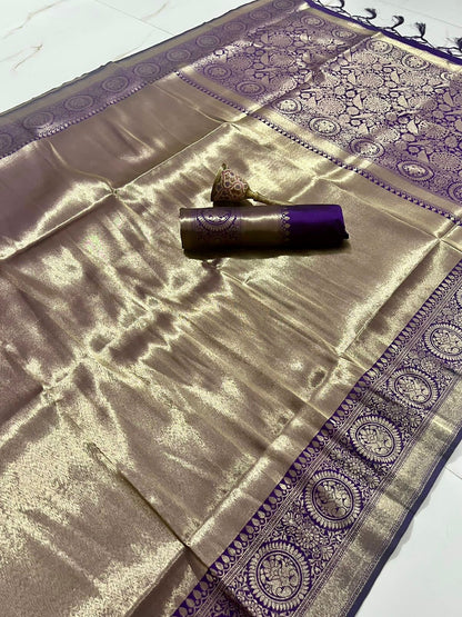 Soft Kanjivaram Silk Saree With Heavy Zari Weaving