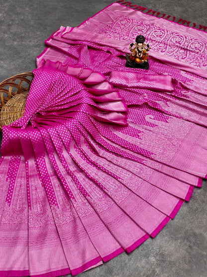 Kanjivaram Soft Silk Saree With Silver Zari Weaving