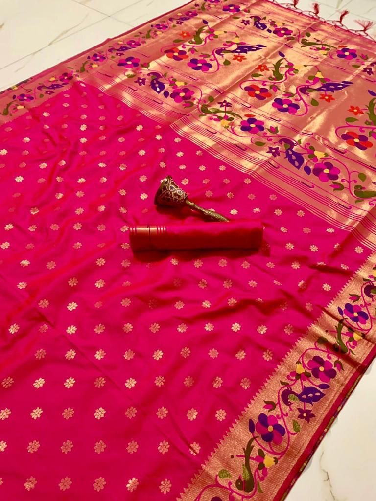 Soft Kanchivaram Paithani Silk Saree With Minakari Border