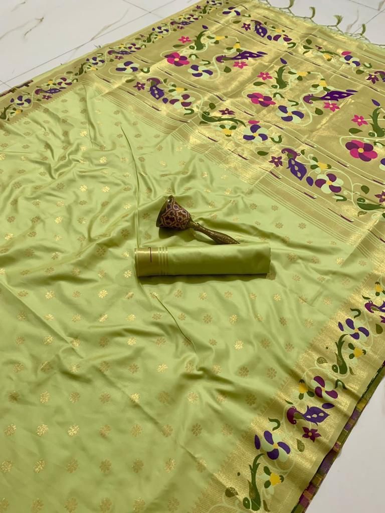 Soft Kanchivaram Paithani Silk Saree With Minakari Border