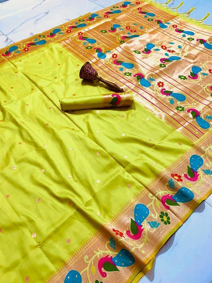 Soft Kanchivaram Paithani Silk Saree With Minakari Border