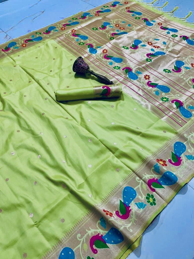 Soft Kanchivaram Paithani Silk Saree With Minakari Border