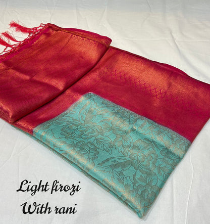 Soft Kanjivaram Silk Saree With Copper Zari Weaving