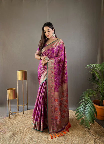 Ready to Wear Soft Patola Silk Saree With Bandhani Weaving