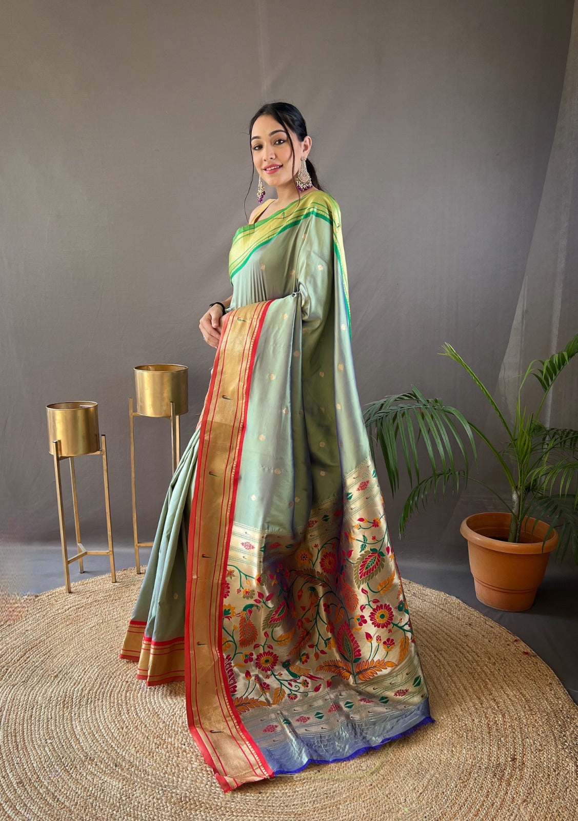 Shop Online Exclusive Designer Red Kanjivaram Art Silk Paithani Theme  Border & Ric – Lady India