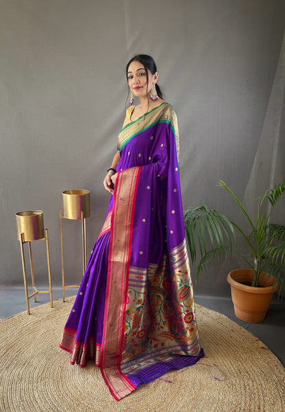 Soft Kanjivaram Paithani Silk Saree With Small Butties