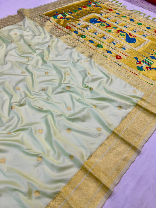 Soft Kanjivaram Paithani Silk Saree With Golden Zari Weaving