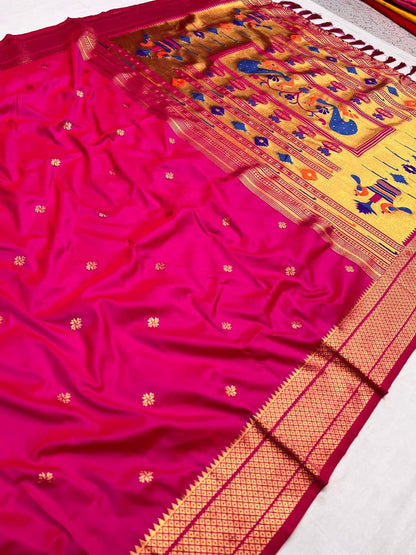 Soft Kanjivaram Paithani Silk Saree With Golden Zari Weaving