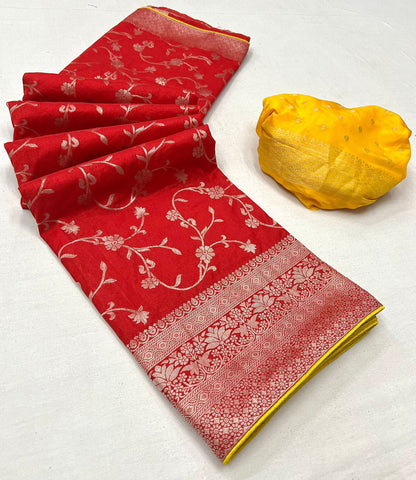 Banaras georgette Silk Saree With Meenakari Weaving and Rich Pallu