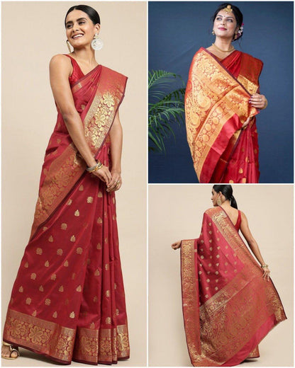 Soft Banarasi Silk Saree With Jacquard Border