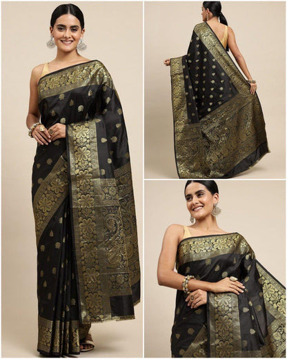 Soft Banarasi Silk Saree With Jacquard Border