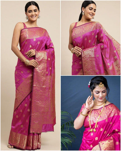 Soft Banarasi Silk Saree With Jacquard Border