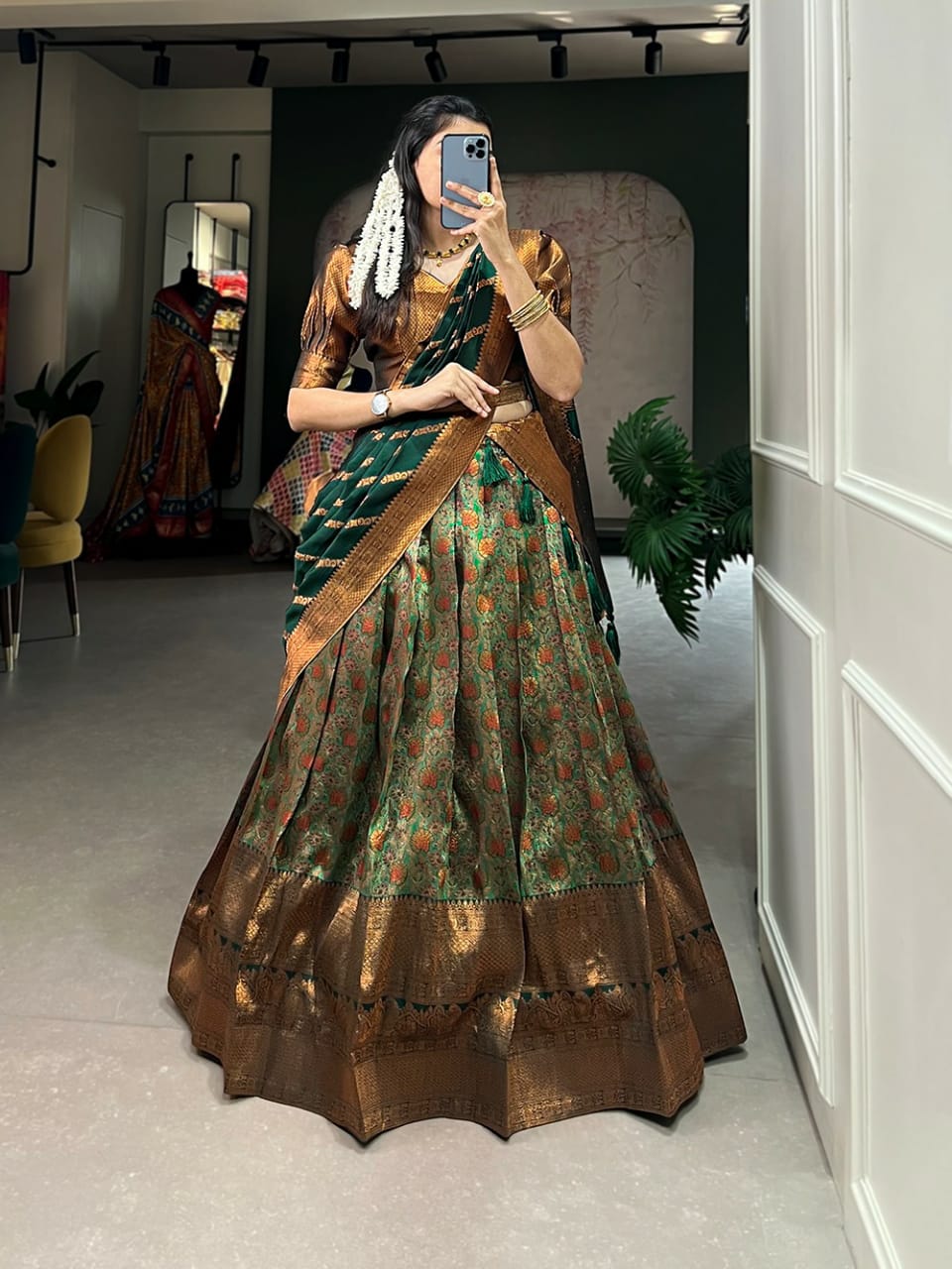 Elegant Jacquard Lehenga Choli With Zari Weaving Work