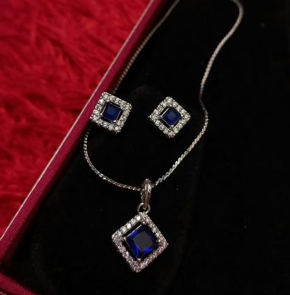 Beautiful Daimond Shape CZ Pendant Set With Chain