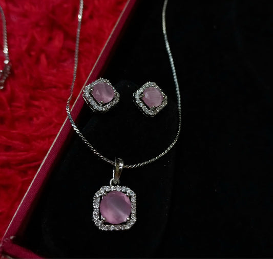 Beautiful Designer CZ Pendant Set With Chain