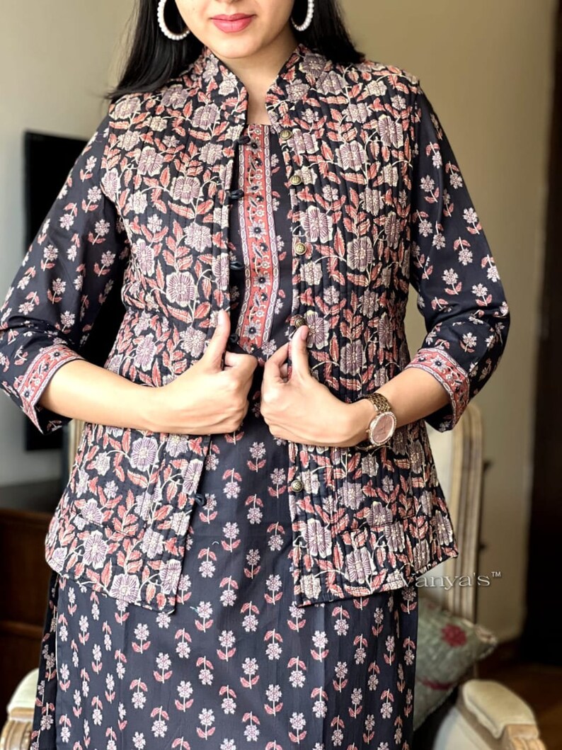 Buy Beautiful Cotton Printed Kurti With Blue Printed Jacket, Printed Kurti  Set, Indian Cotton Kurti With Jacket Online in India - Etsy