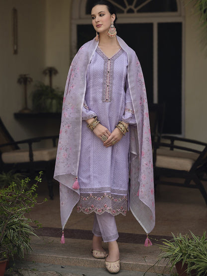 Designer Soft Linen Cotton Kurti Set With Embroidery