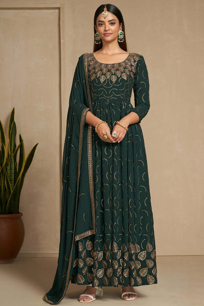 Soft Georgette Sequence and Zari Weaving Gown