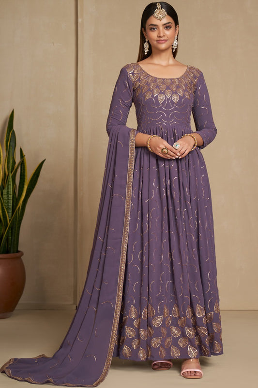 Soft Georgette Sequence and Zari Weaving Gown