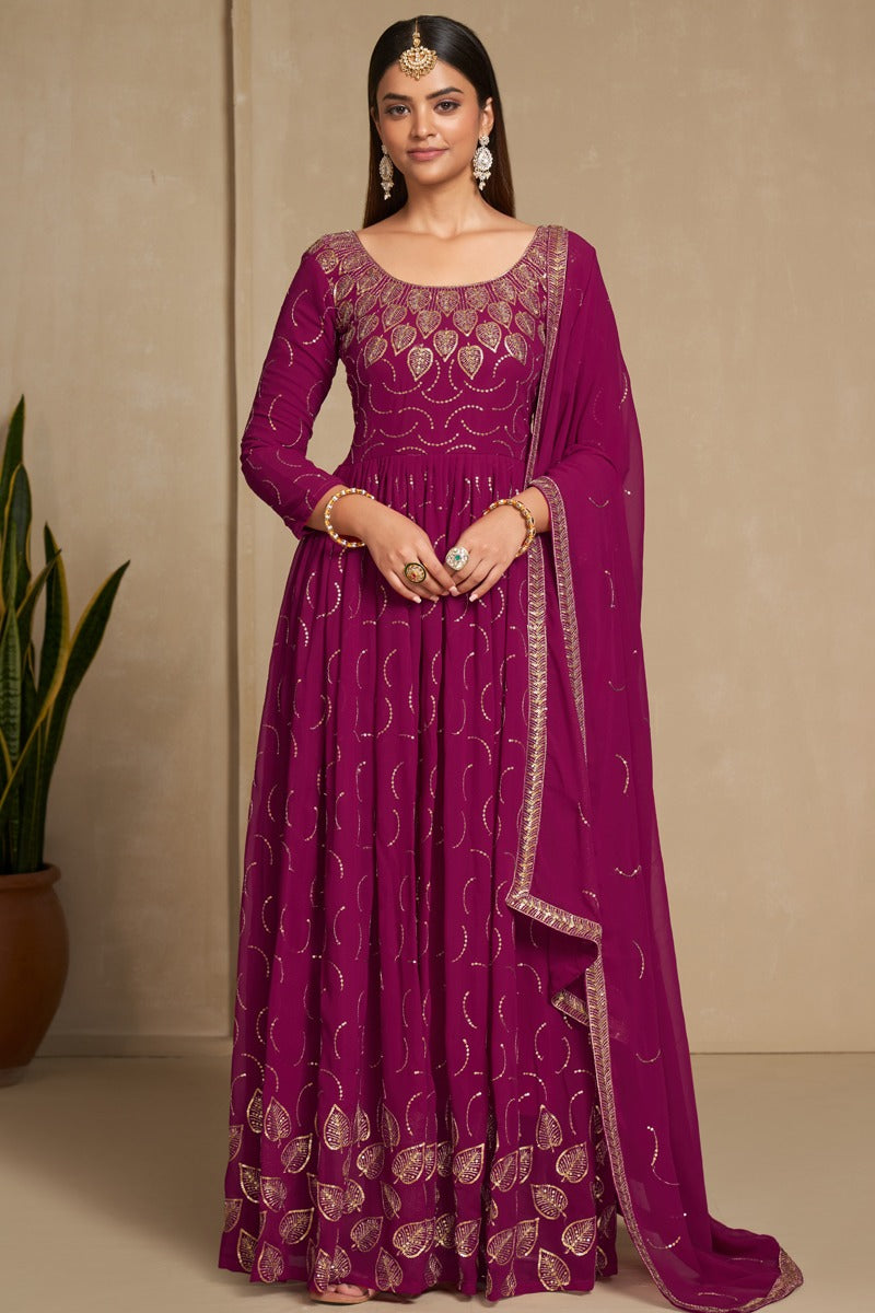 Soft Georgette Sequence and Zari Weaving Gown