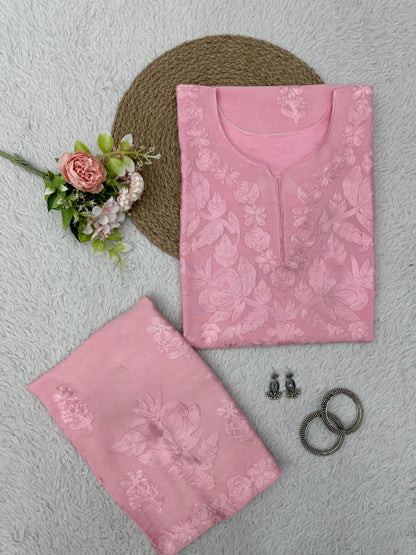 Soft Reyon Plazo Suit Set With Embroidery