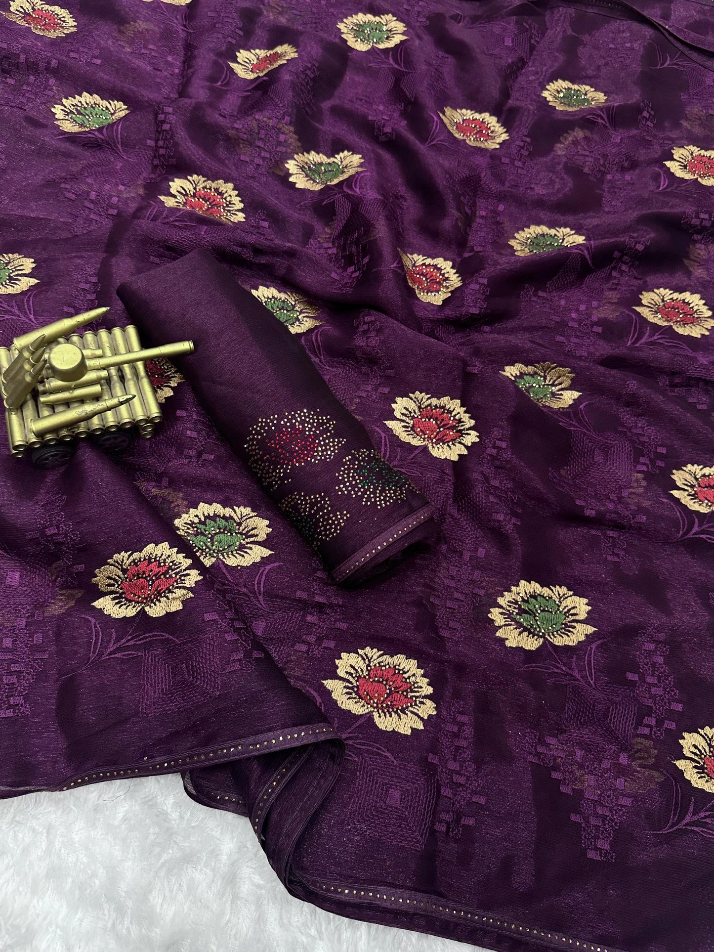 Soft Chiffon Partywear Saree With Floral Design