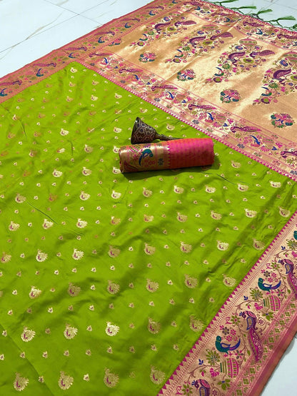 Peacock Design Soft Kanjivaram Paithani Silk Saree