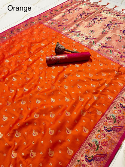 Peacock Design Soft Kanjivaram Paithani Silk Saree