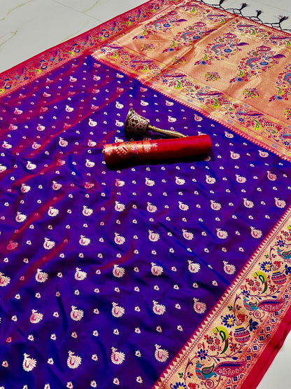 Peacock Design Soft Kanjivaram Paithani Silk Saree