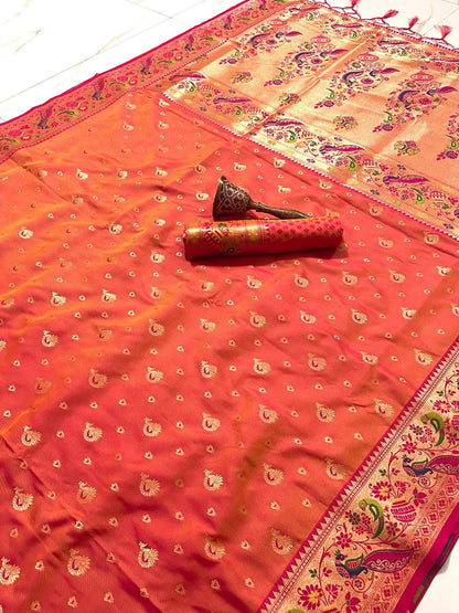 Peacock Design Soft Kanjivaram Paithani Silk Saree