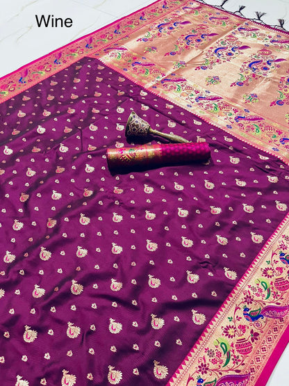 Peacock Design Soft Kanjivaram Paithani Silk Saree