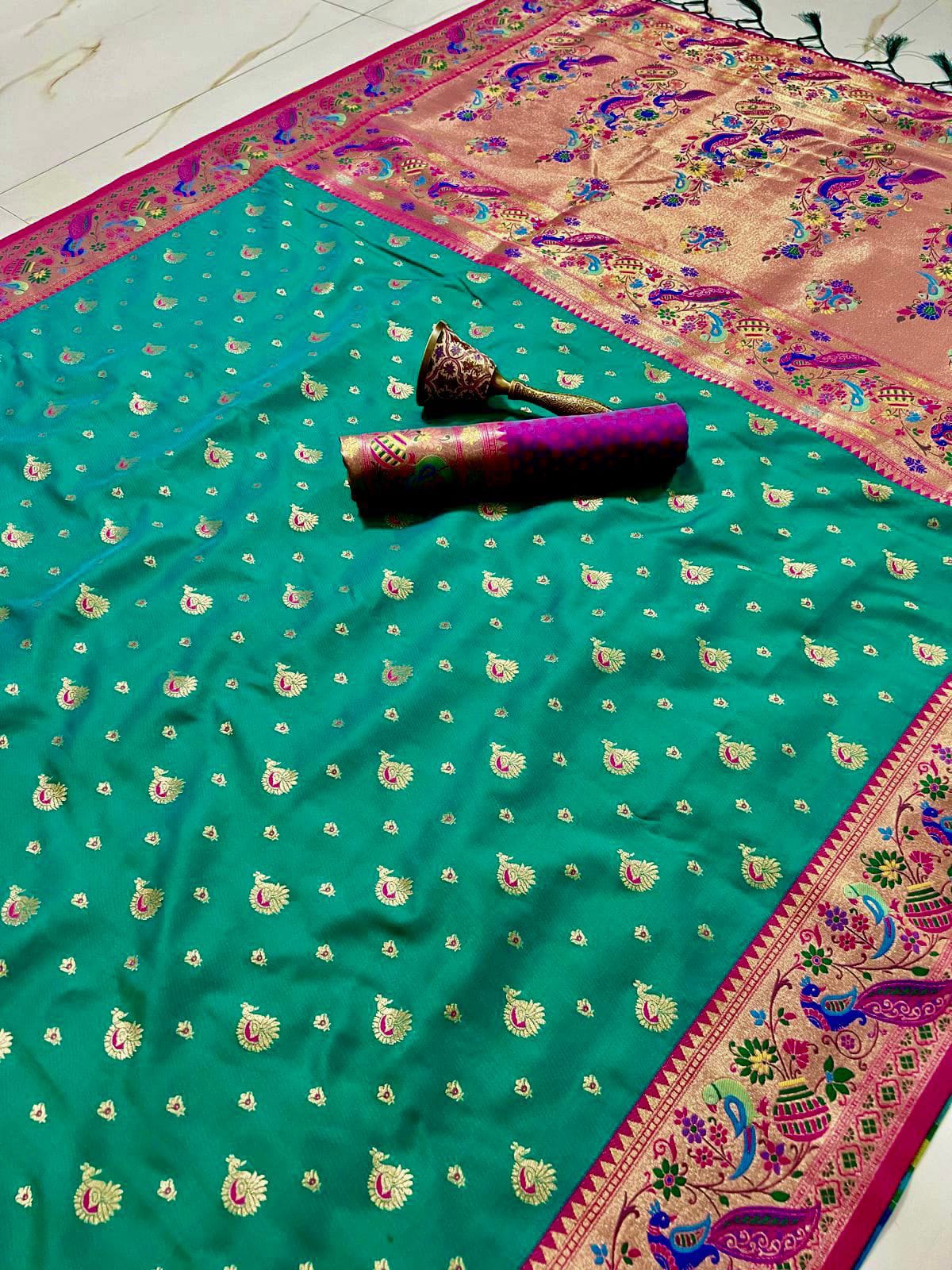 Peacock Design Soft Kanjivaram Paithani Silk Saree