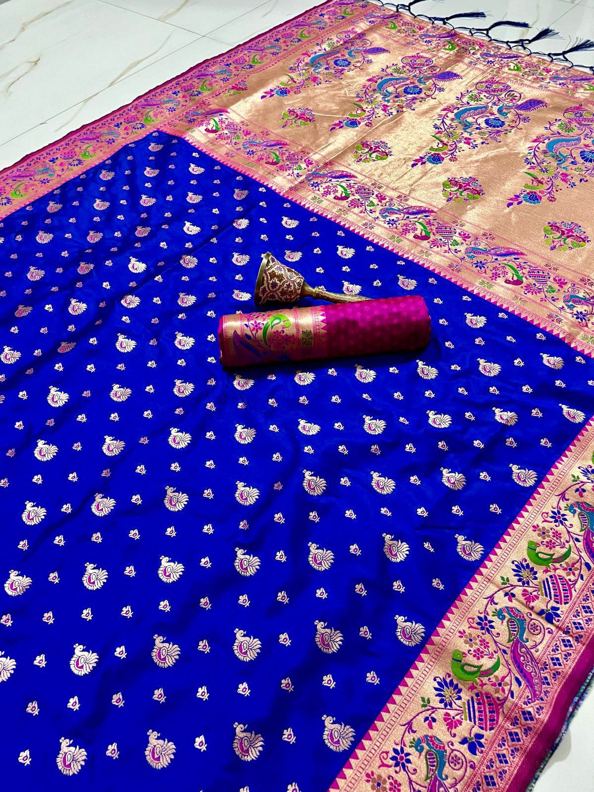 Peacock Design Soft Kanjivaram Paithani Silk Saree