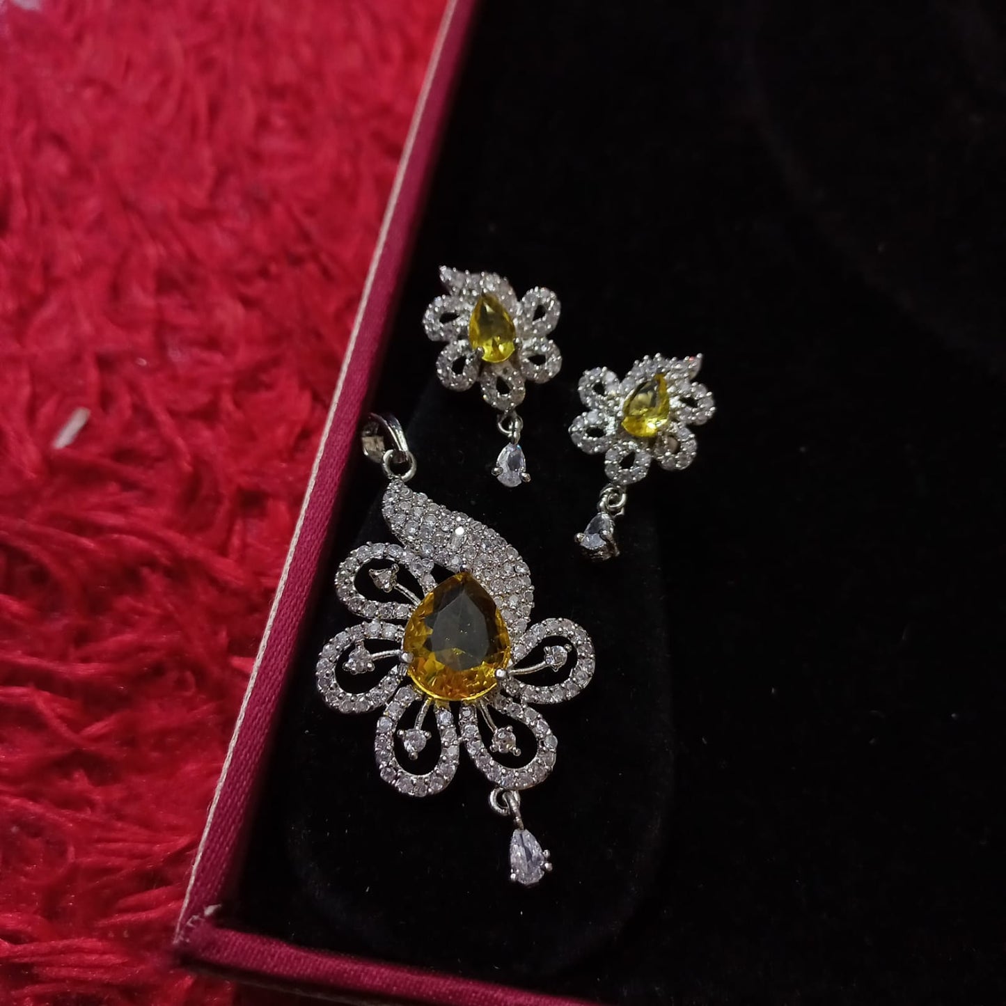 Beautiful CZ Pendant Set With Earrings