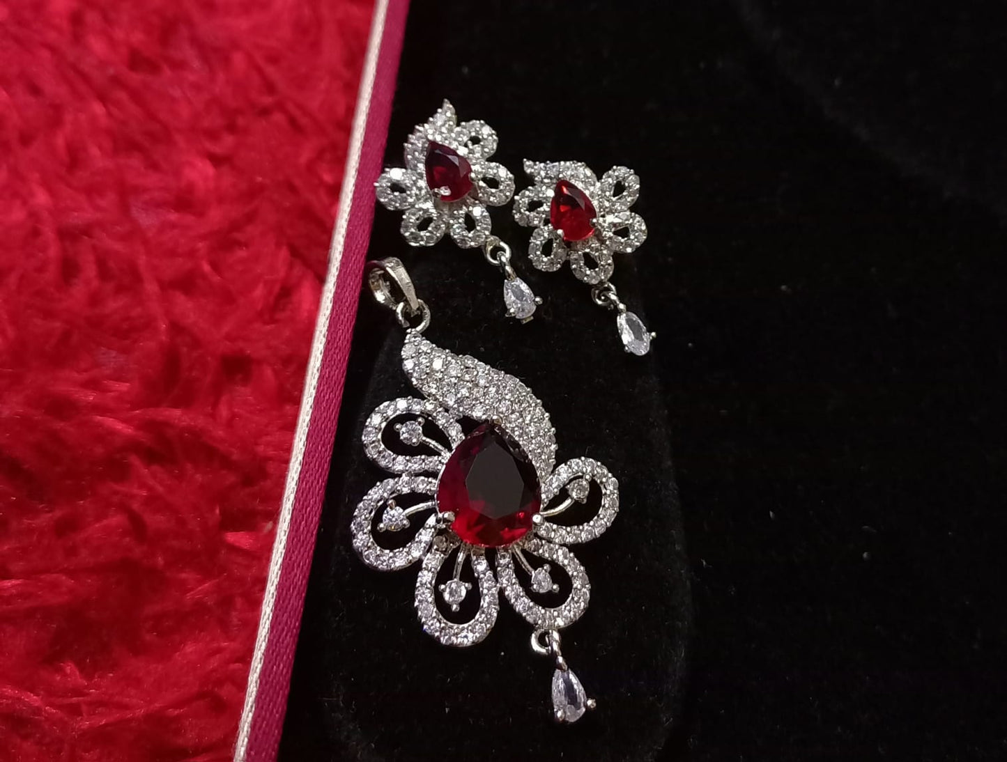 Beautiful CZ Pendant Set With Earrings