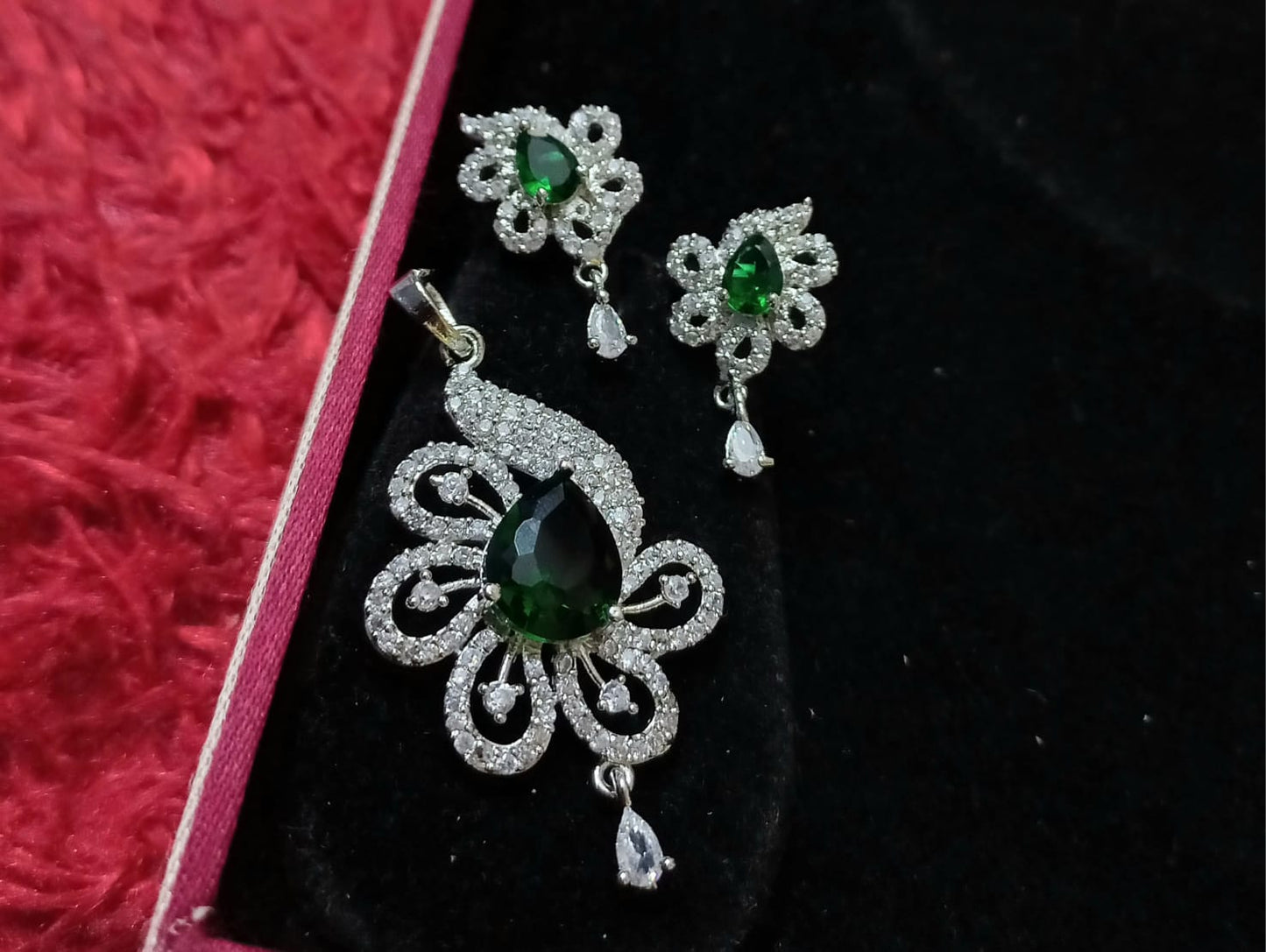 Beautiful CZ Pendant Set With Earrings