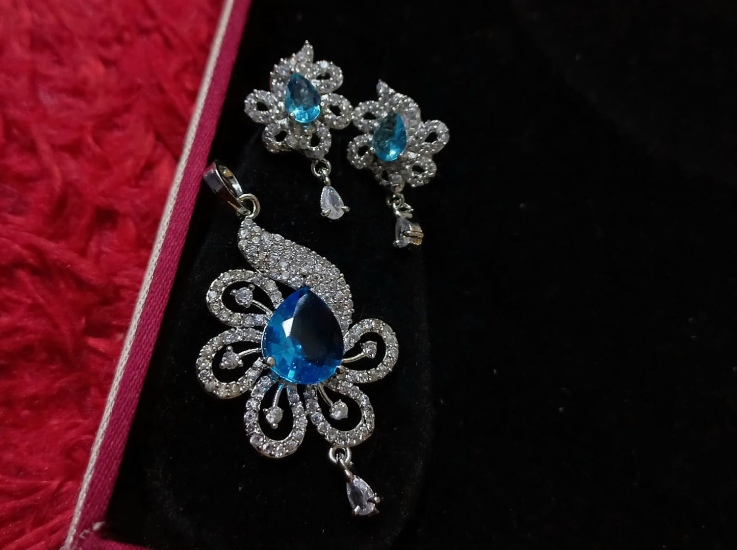 Beautiful CZ Pendant Set With Earrings