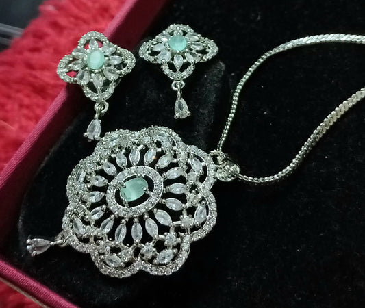 Beautiful CZ Pendant Set With Chain