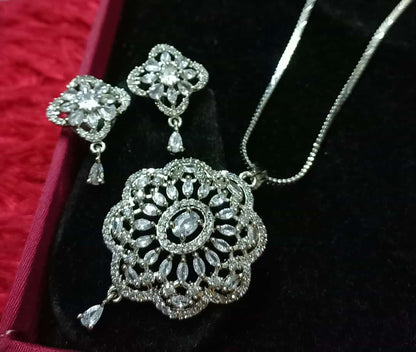 Beautiful CZ Pendant Set With Chain